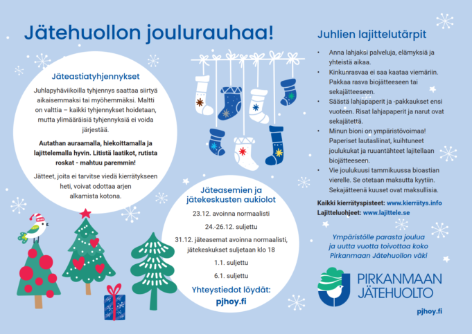 Jätehuollon joulurauhaa mainos