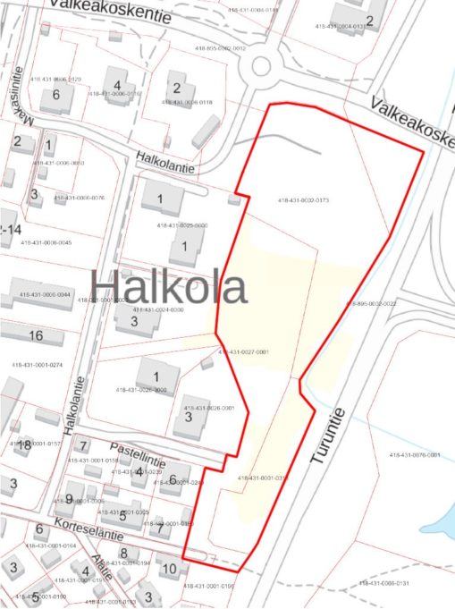 Halkolannotkon kaavarajaus kartalla