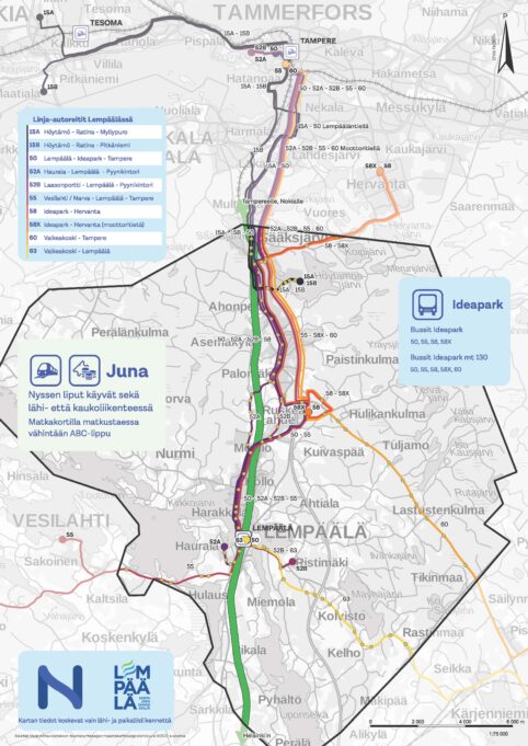 Lempäälä joukkoliikennekartta