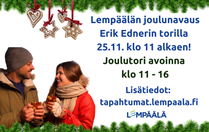 Joulunavaus ja joulutori lauantaina 25.11. kello 11-16