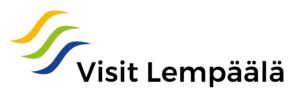 Visit Lempäälä -logo, jossa on neljä värikästä aaltoa (keltainen vihreä ja sininen). Aaltojen yläpuolella on teksti "Visit Lempäälä" mustalla fontilla
