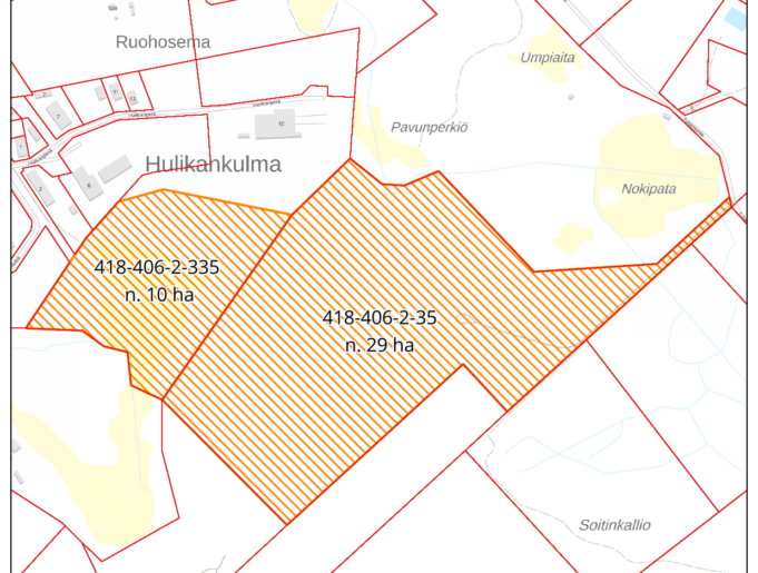 Karttakuva Lempäälän vankilan suunnitteluvarausalueista.