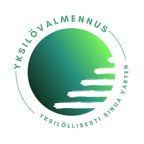 Yksilövalmennuksen logo, jossa lukee yksilövalmennus, yksilöllisesti sinua varten