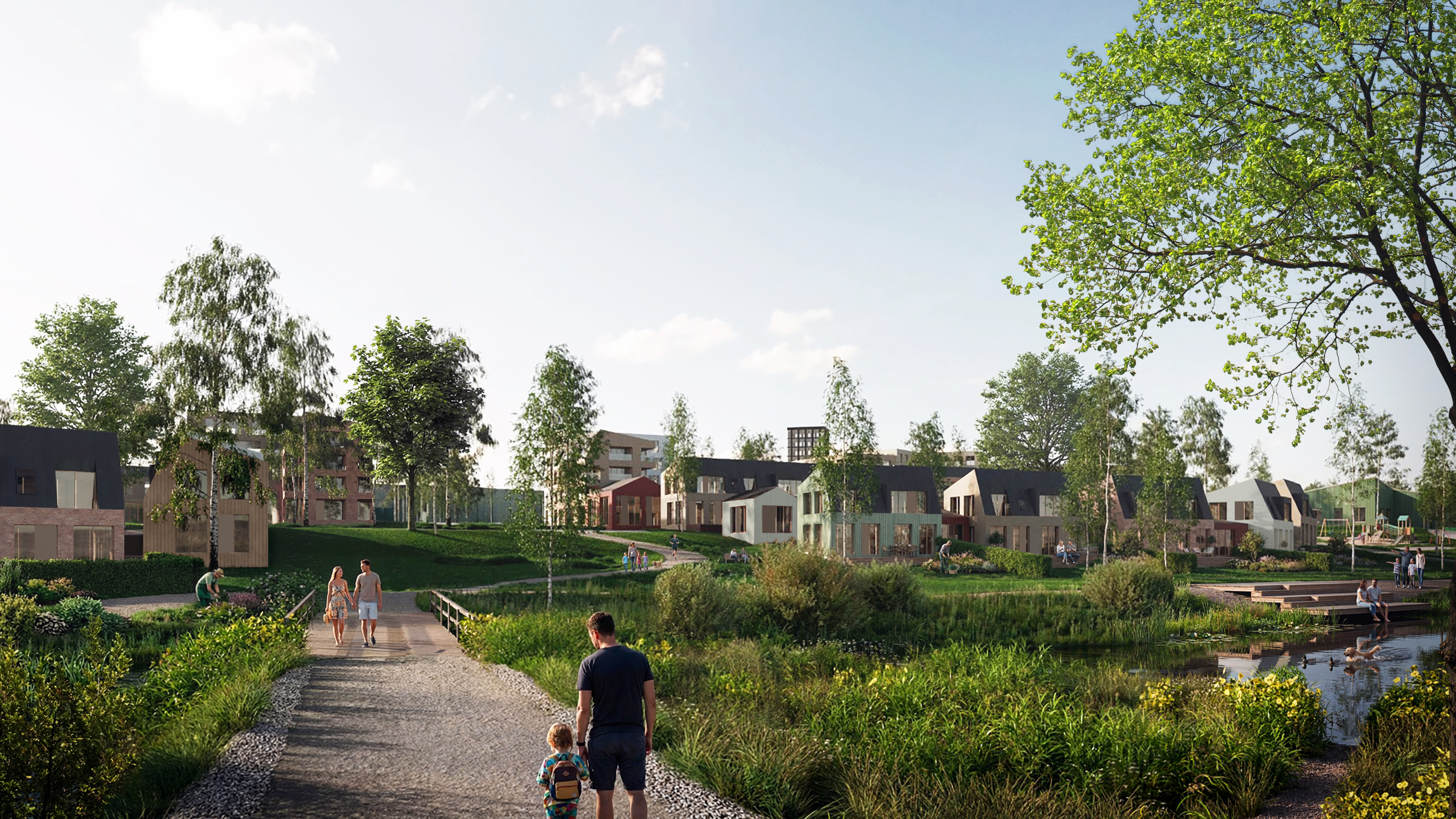 Havainnekuva uudesta Marjamäenpuistosta.