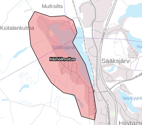 Sääksjärven vesikatkon 13.4. alue