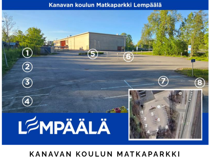 Kanavan koulun Matkaparkissa on kahdeksan pysäköintipaikkaa asfalttialueella.